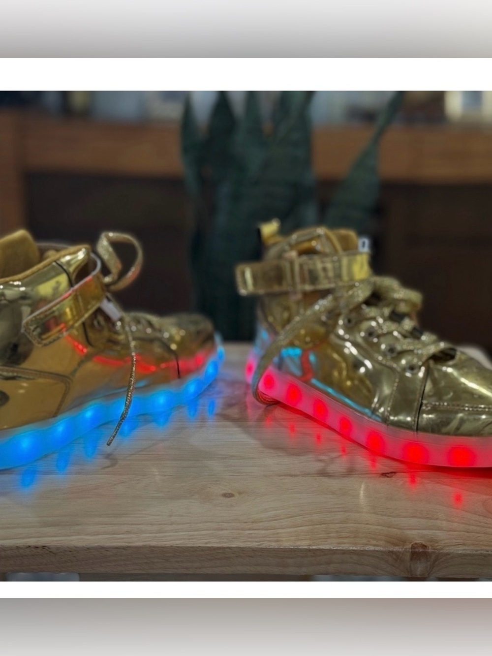 Kids Gold Light-Up Sneakers with Multicolor LED Soles